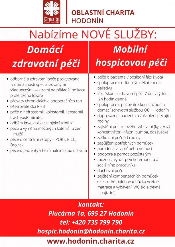 Oblastní charita Hodonín - domácí zdravotní péče a mobilní hospicová péče
